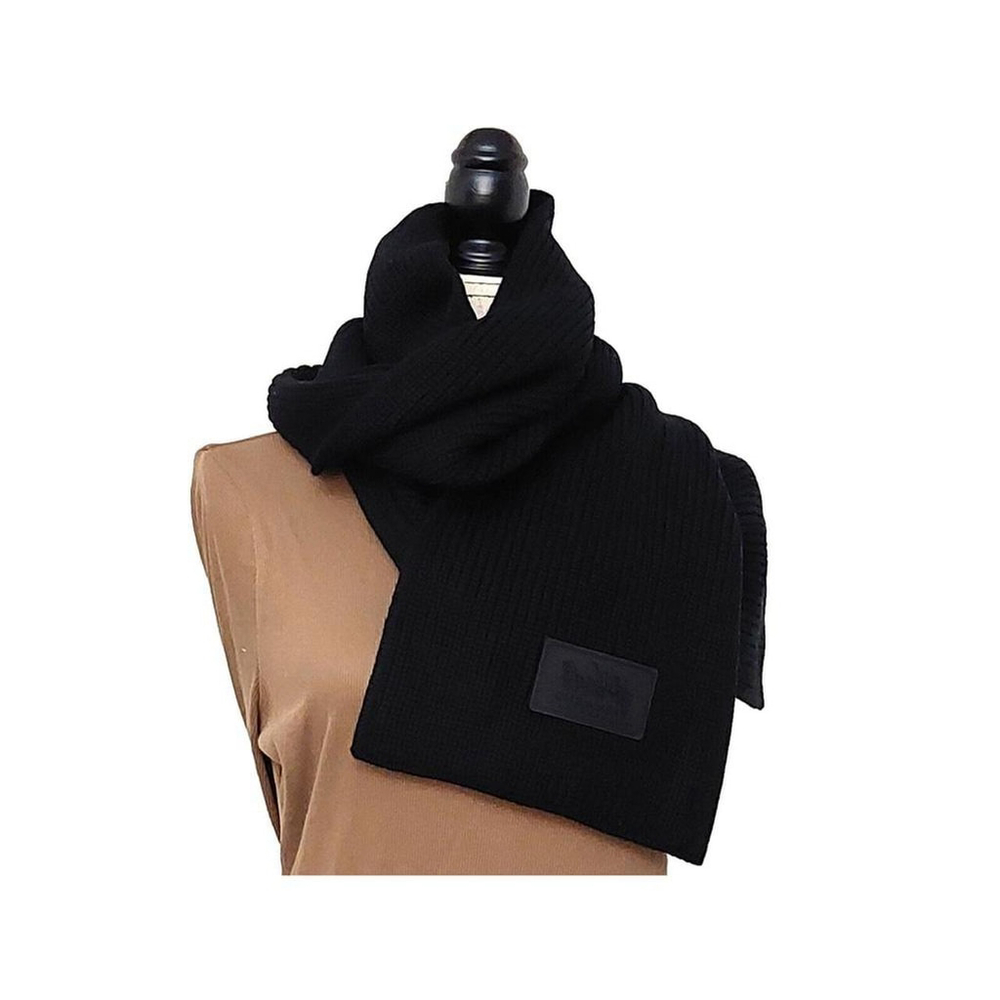 Coach Black Chunky Patch Wool Blenf Knit Scarf - Picture 4 of 8
